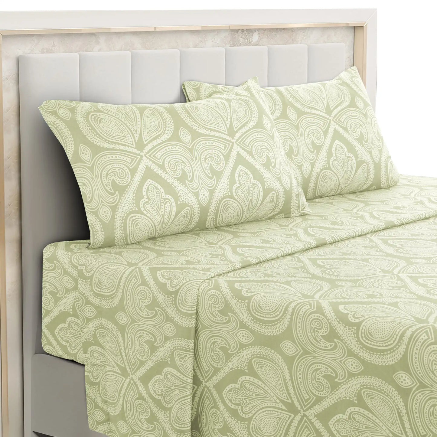 4pcs, Paisley Sheet Set, Brushed Microfiber, 16" Deep Pockets