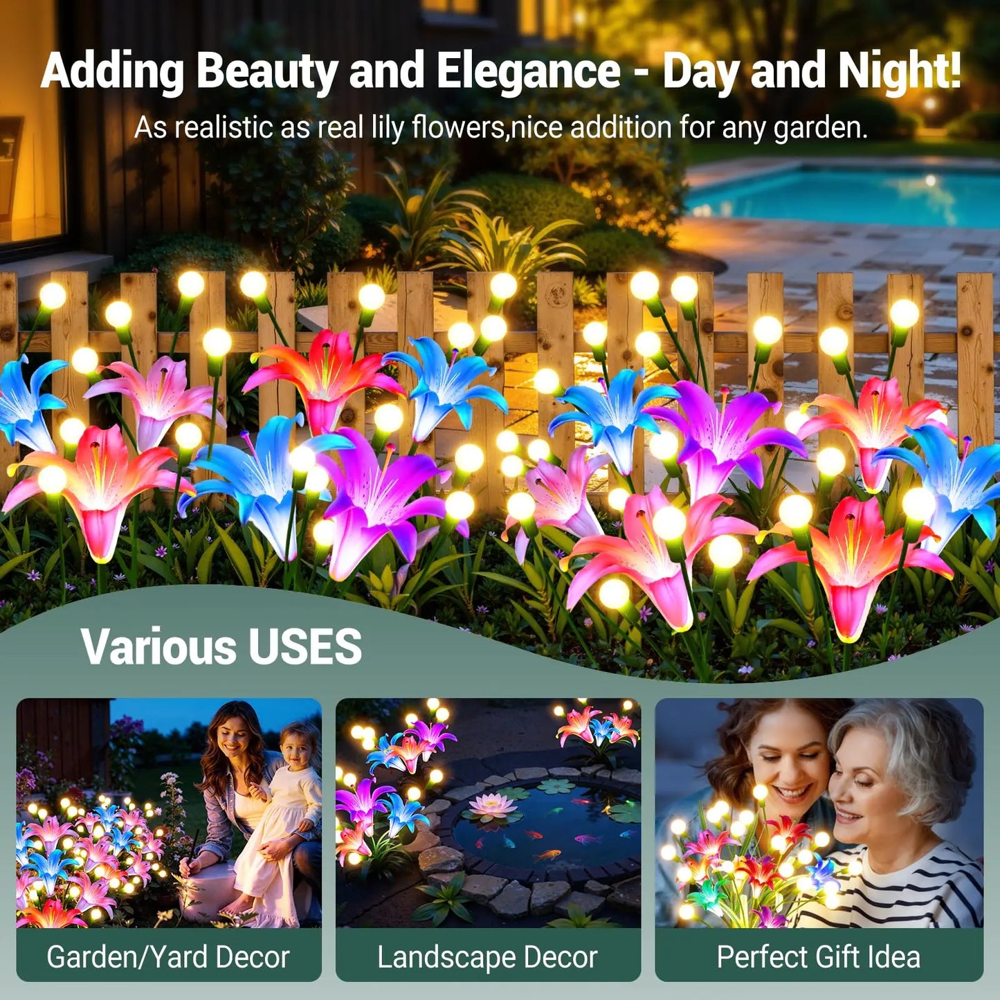 Solar Firefly Swaying Lights w/Colorful LED
