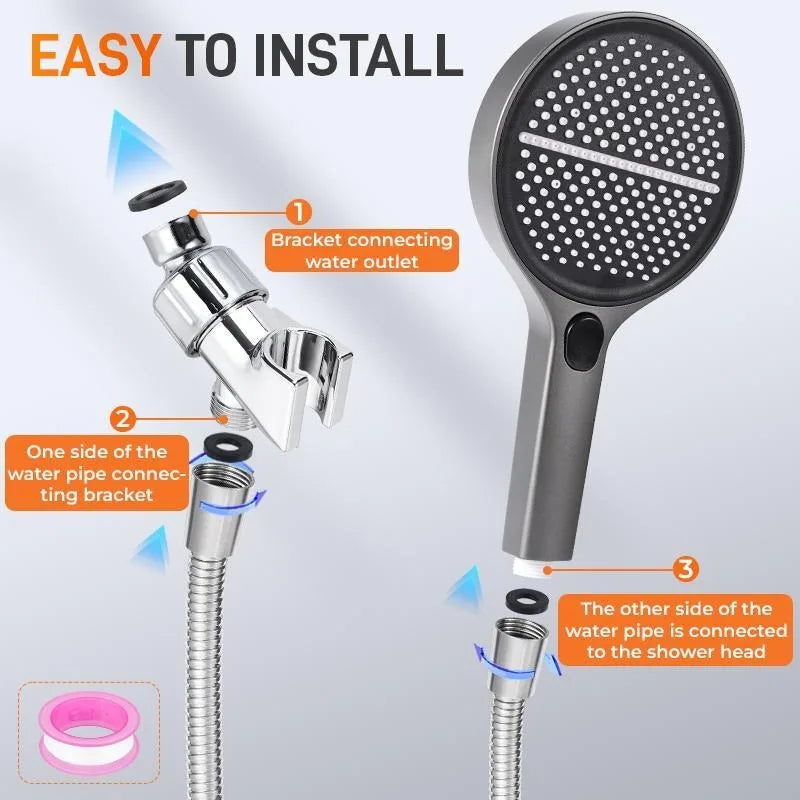 High Pressure, 4 Spray Modes, Large 5.9" Rain Showerhead