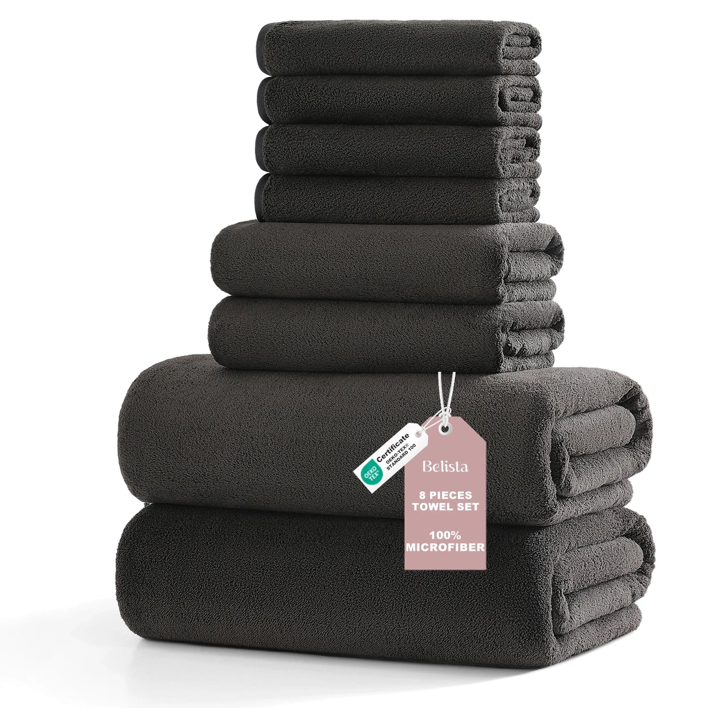 8Pcs Oversized Bath Towel Set, 35"×70" 2 Towels + 2 Hand Towels + 4 Washcloths