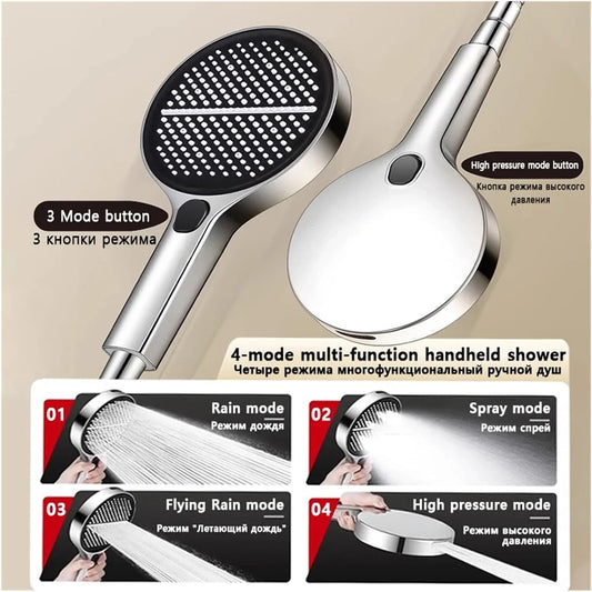 High Pressure, 4 Spray Modes, Large 5.9" Rain Showerhead