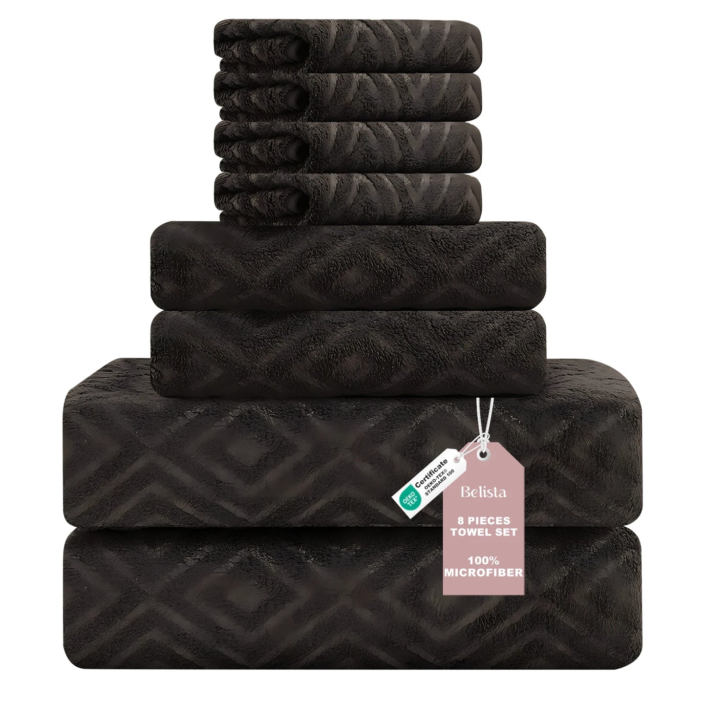Oversized 8pc Bathroom Towel Set, 35"×70": 2 Bath Sheets, 2 Hand Towels, 4 Washcloths