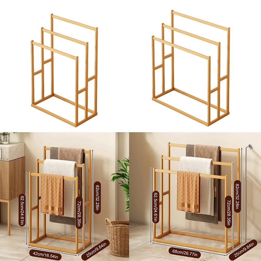 3 Tier Freestanding Wooden Towel Rack