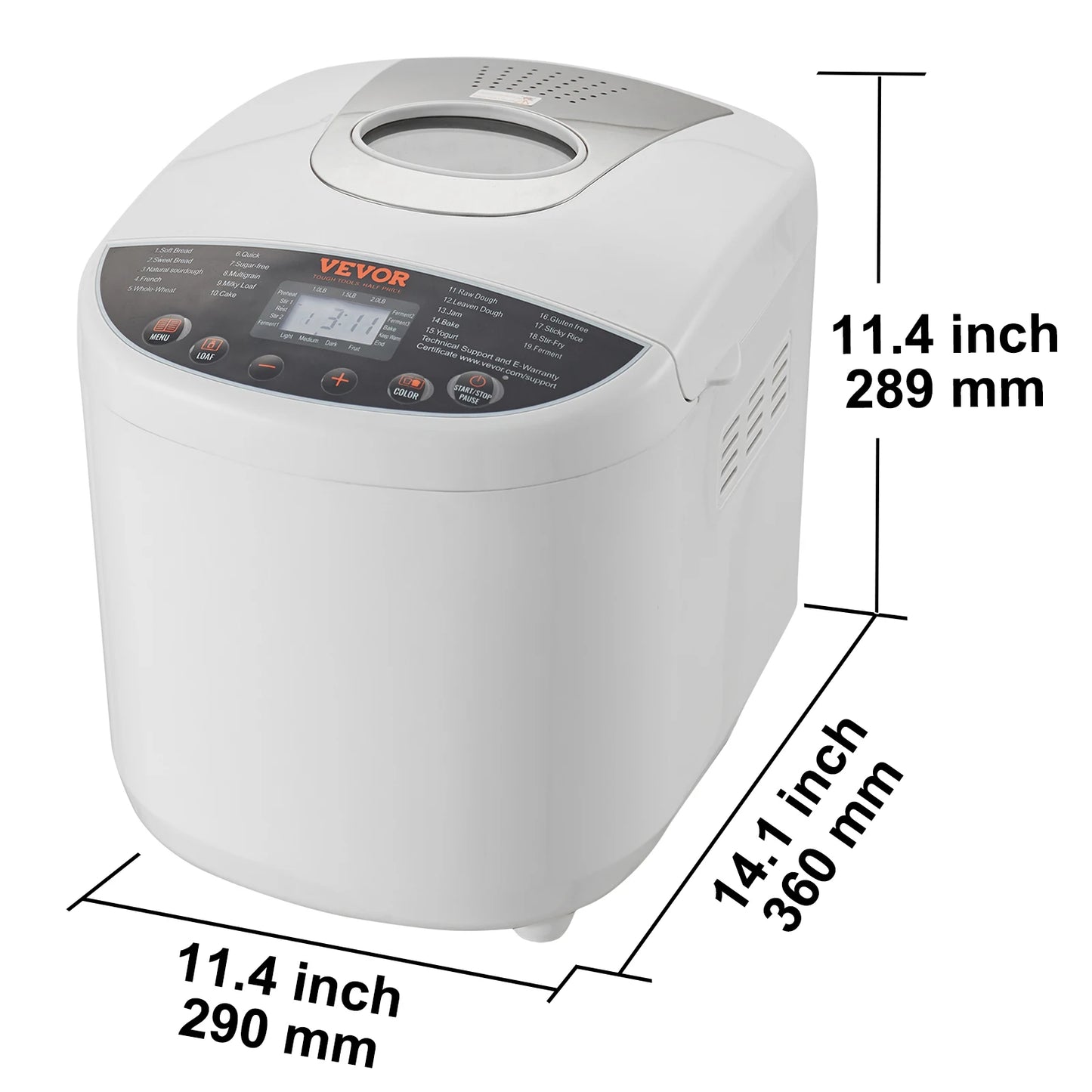 Automatic 2/3lb Bread and Dough Maker, Nonstick Ceramic Pan