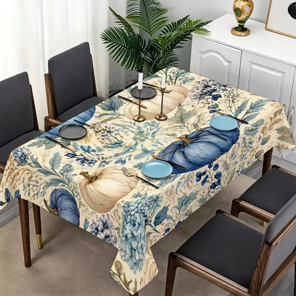 Stylized Blue Pumpkin Tablecloth -