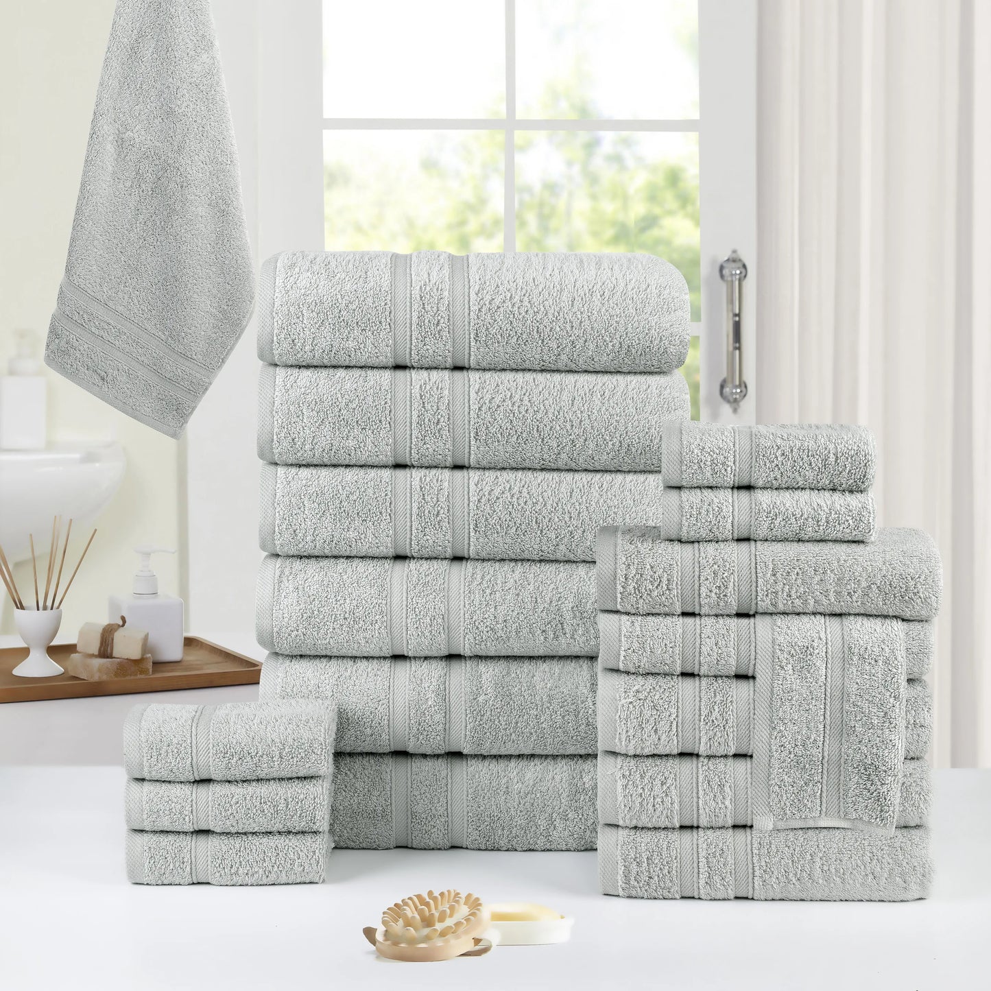 Luxury 18pc Zero Twist Egyptian Cotton Towel Set, Ultra Soft