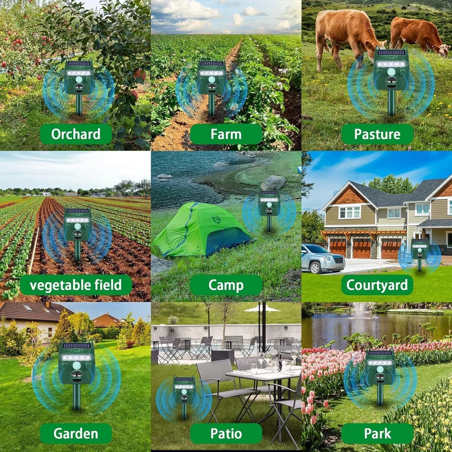 1pk Outdoor Solar Animal Repellent, Motion Sensor & LED