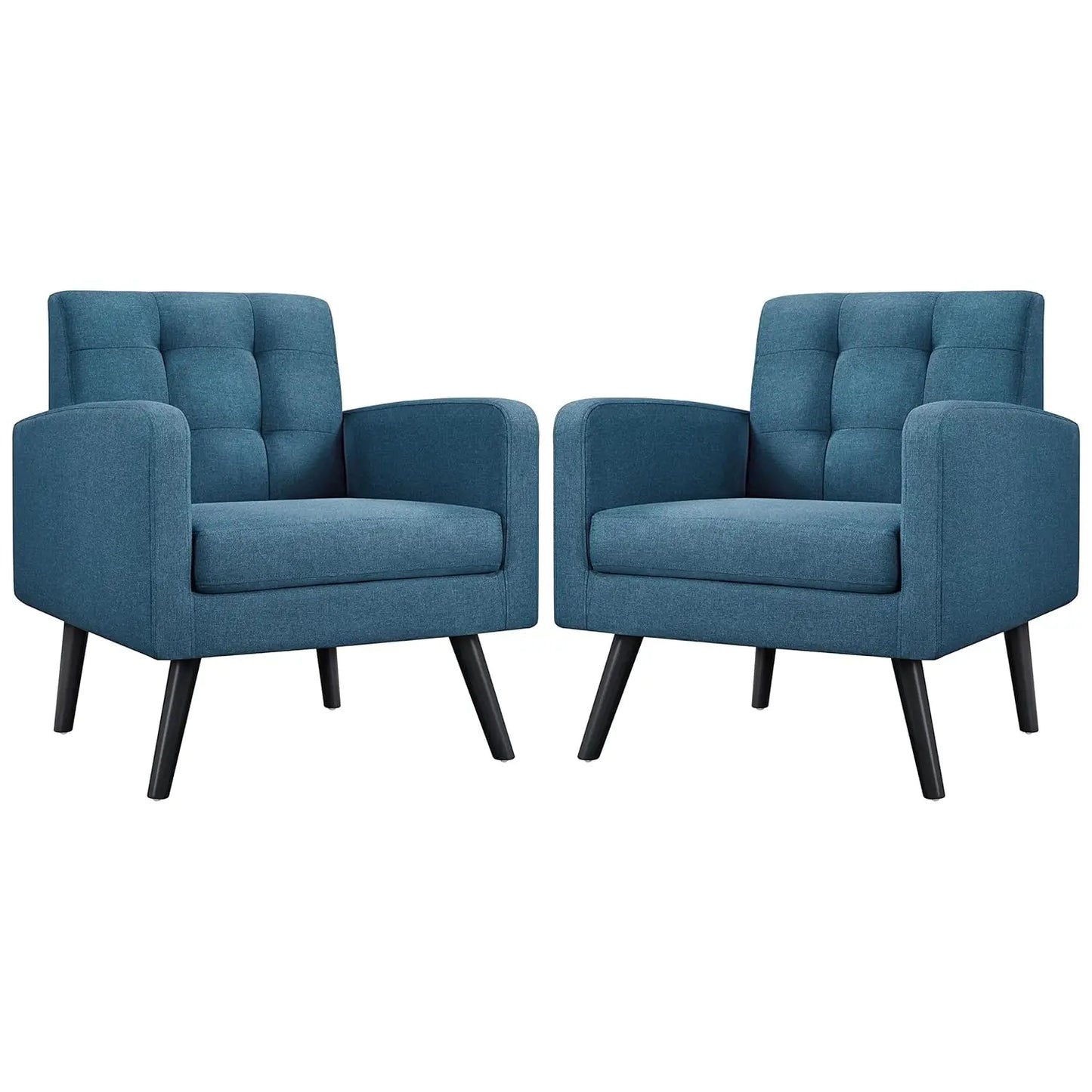 Set (2) Mid-Century Cozy Armchair, Button Tufted Back