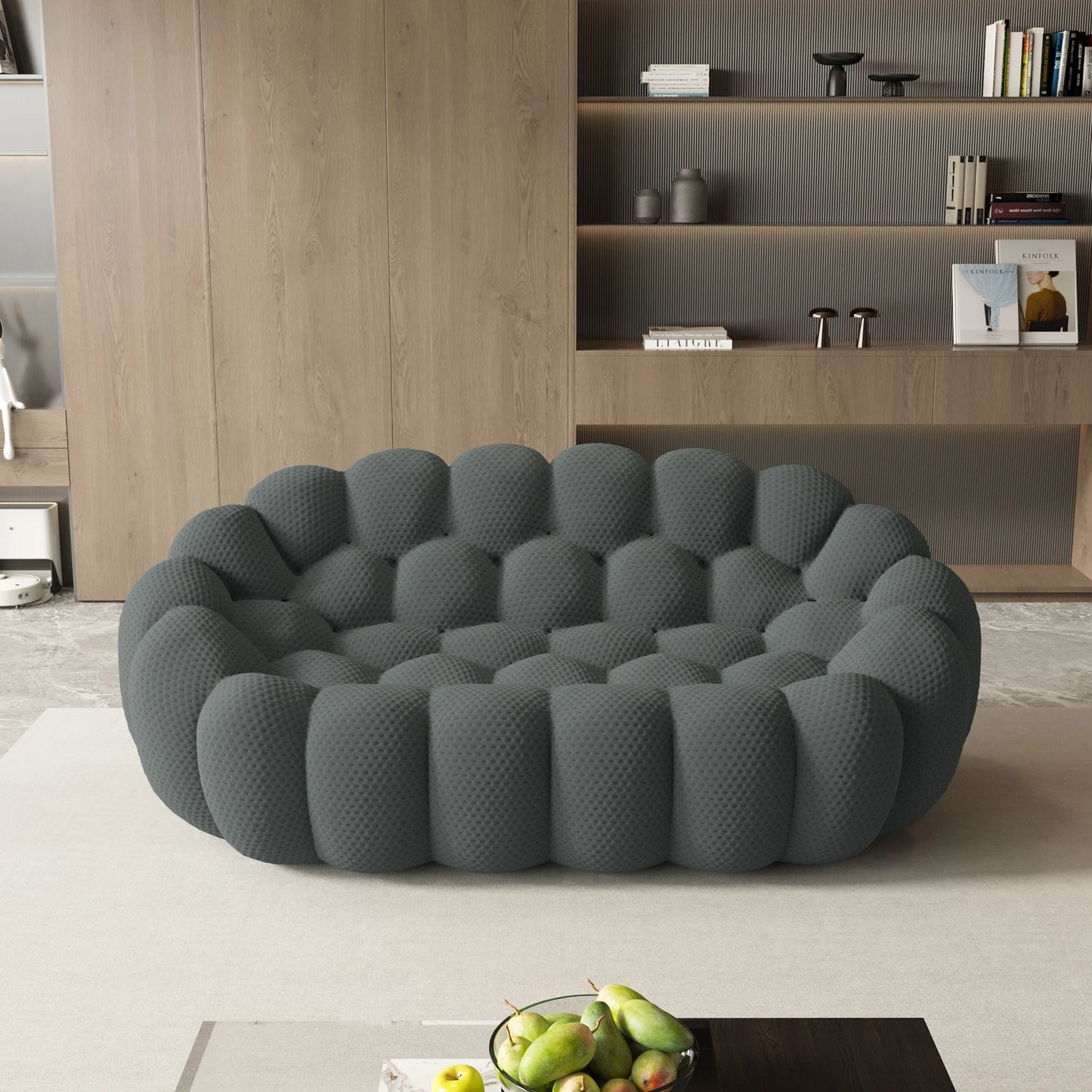 78'' Modern Curved Boneless Sofa, Comfy 3D Knitted Fabric Loveseat