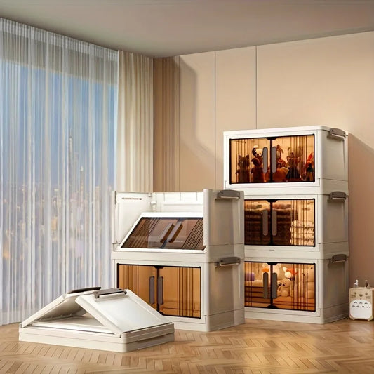 4/5-Tier Sturdy Plastic Folding Storage Cabinet w/Lid