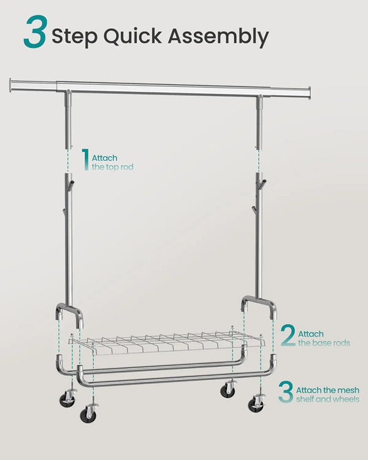 Portable Heavy-Duty Rolling Clothes Drying Rack