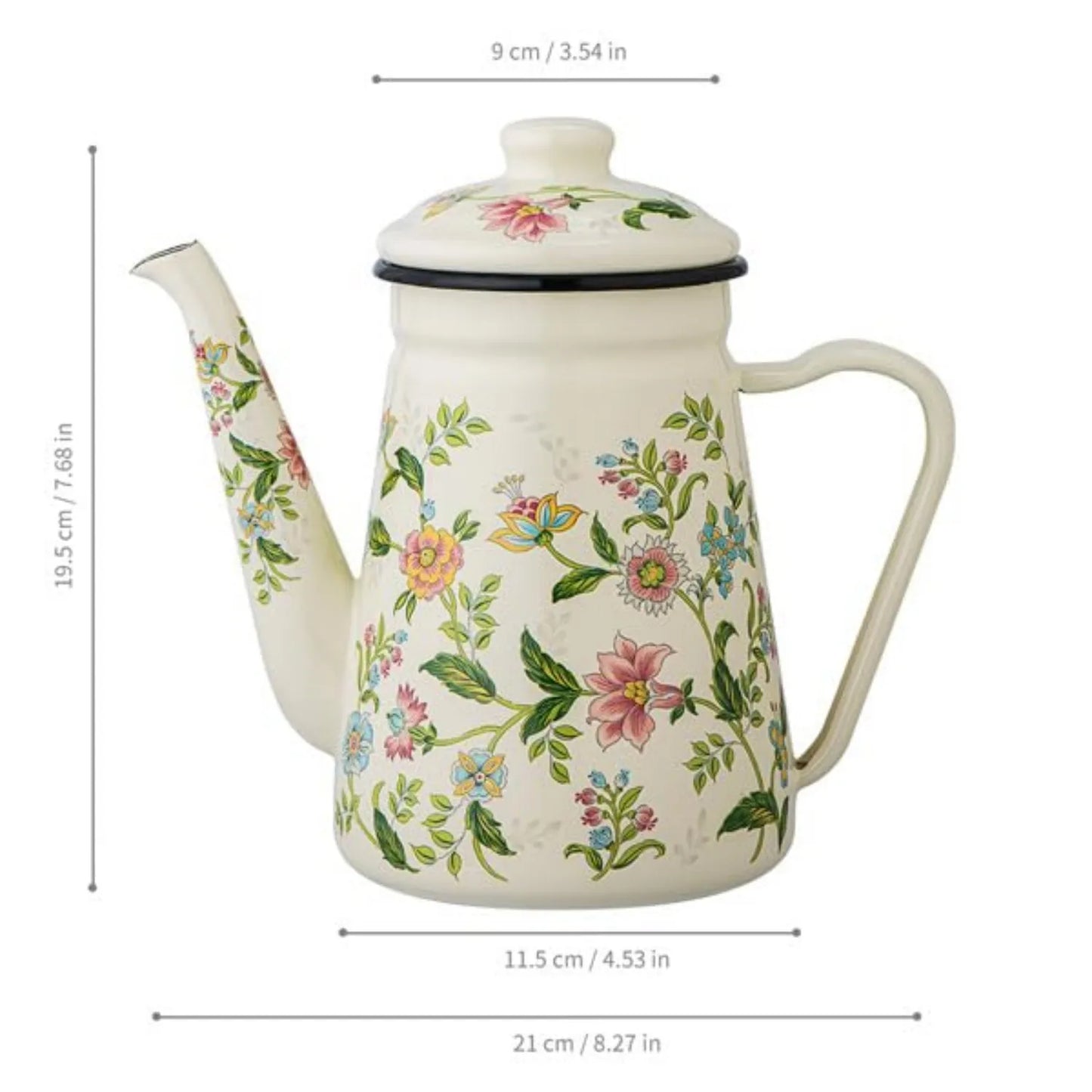 1.2L Enamel Stovetop Teapot with Vintage Floral Pattern
