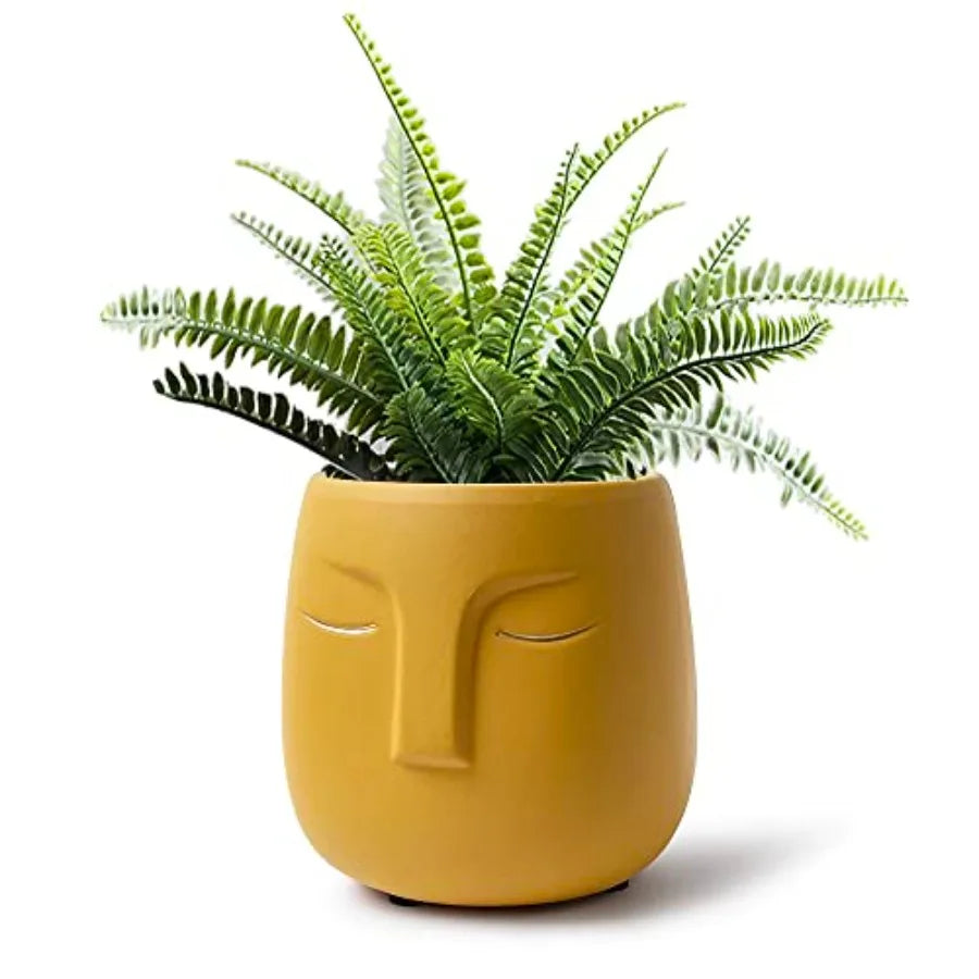 Head Ceramic Face Planter, Modern Flower Vase, Windowsill