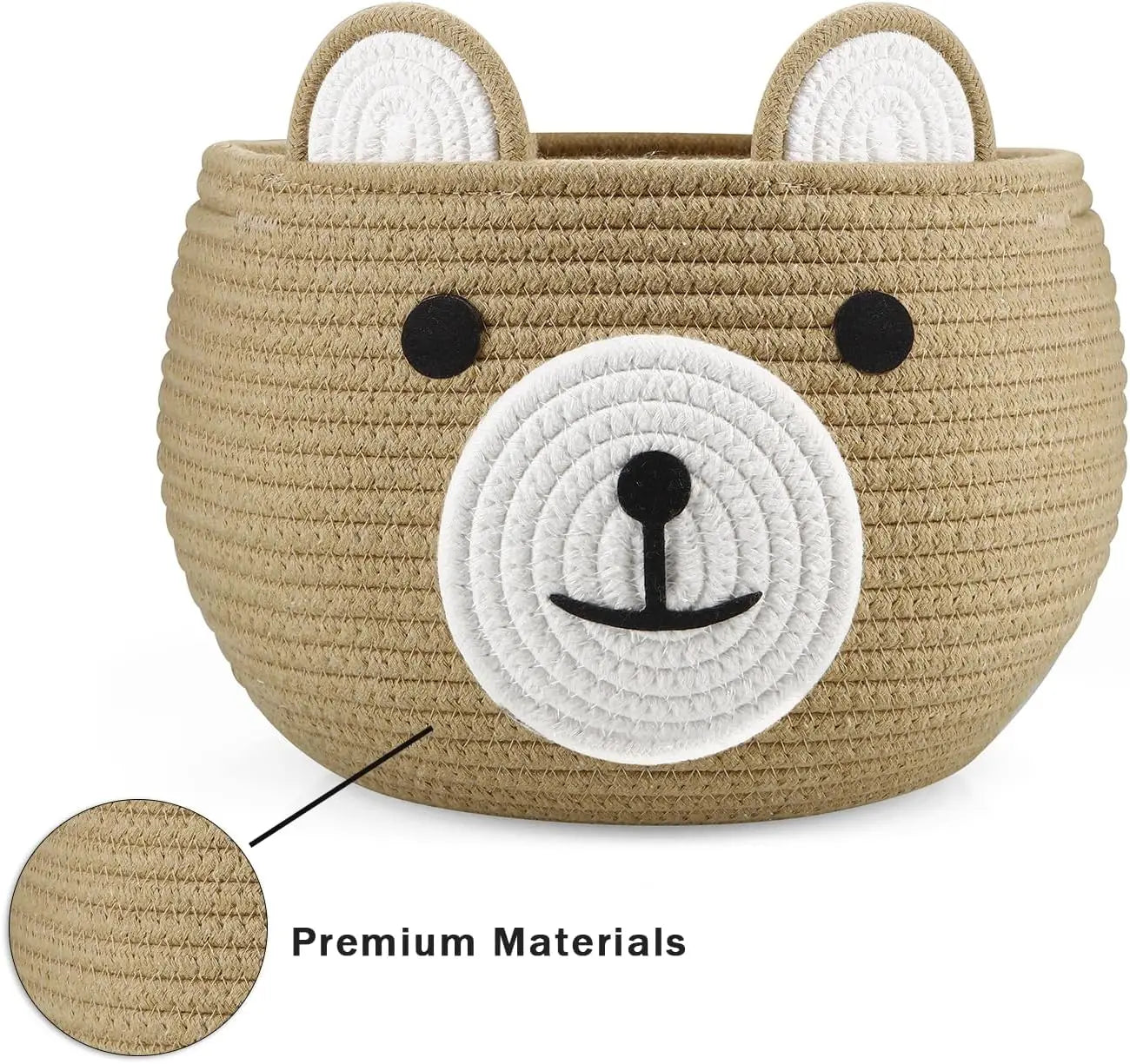 Cotton Rope Baby Basket with Bear Design