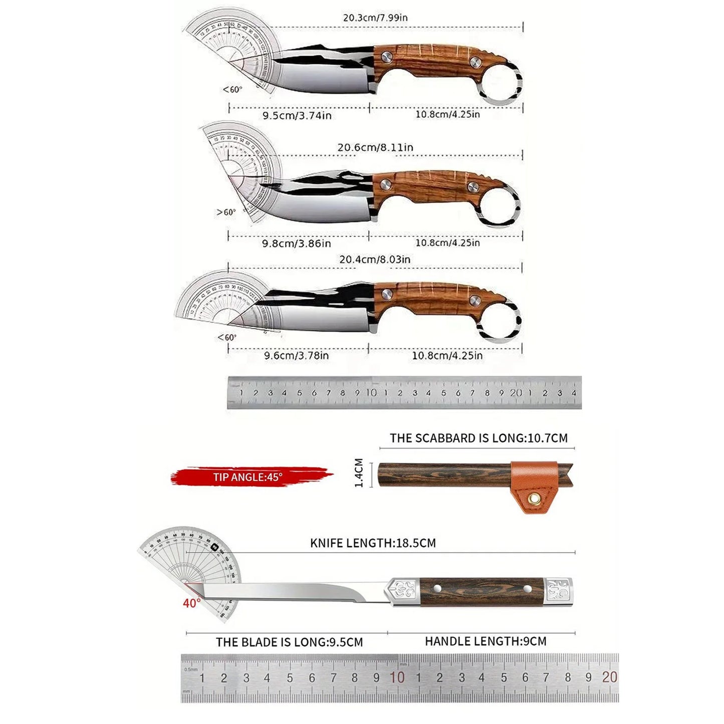 5pc Set of Forged Sharp Blade Boning, Slicing, Cutting Knives