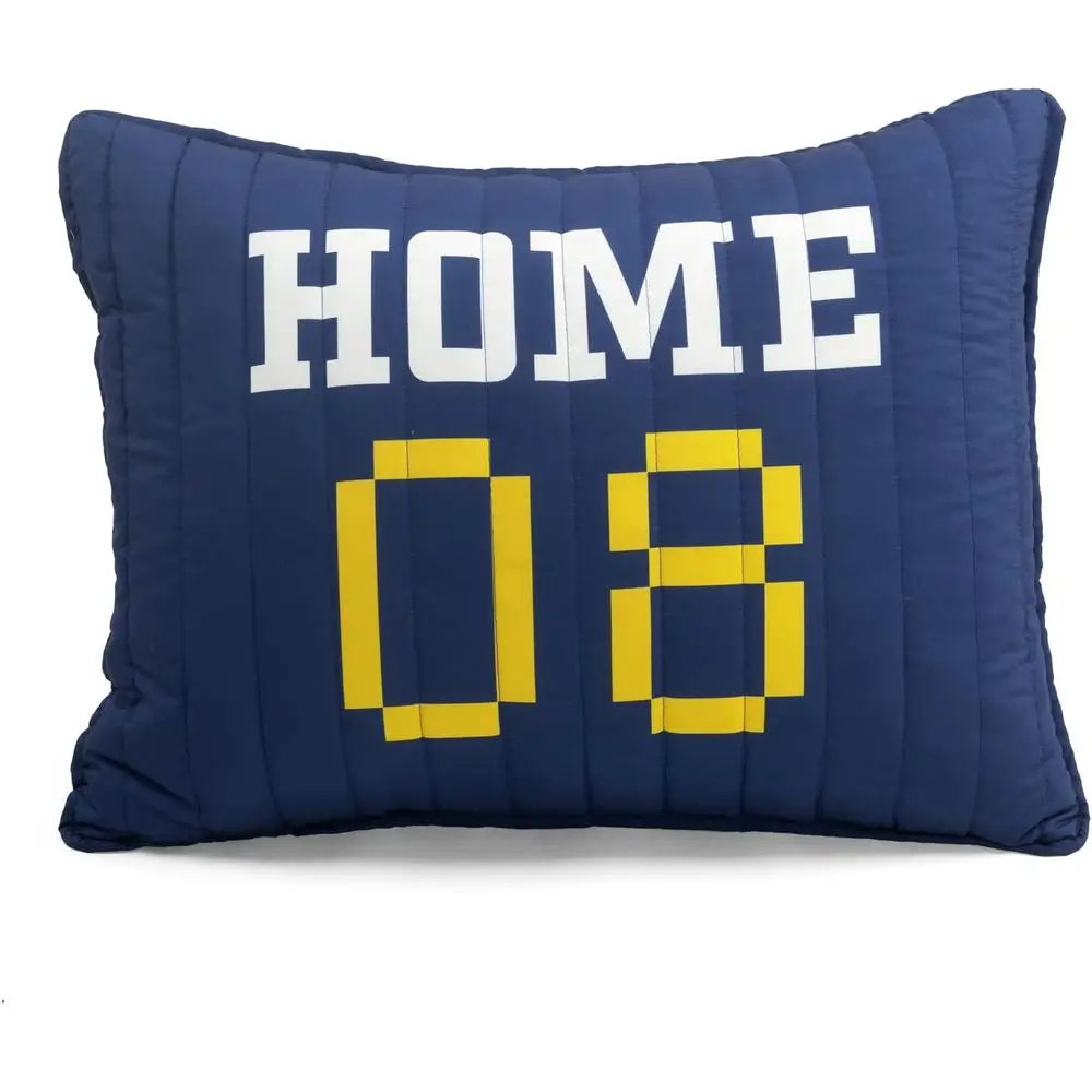 Navy & Gray Soccer Themed Reversible Quilt Set, 4-Piece