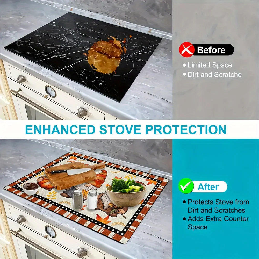 1pc Induction Cooker Protective Pad, 20.47"x28.35" Autumn-themed Heat-Resistant Mat