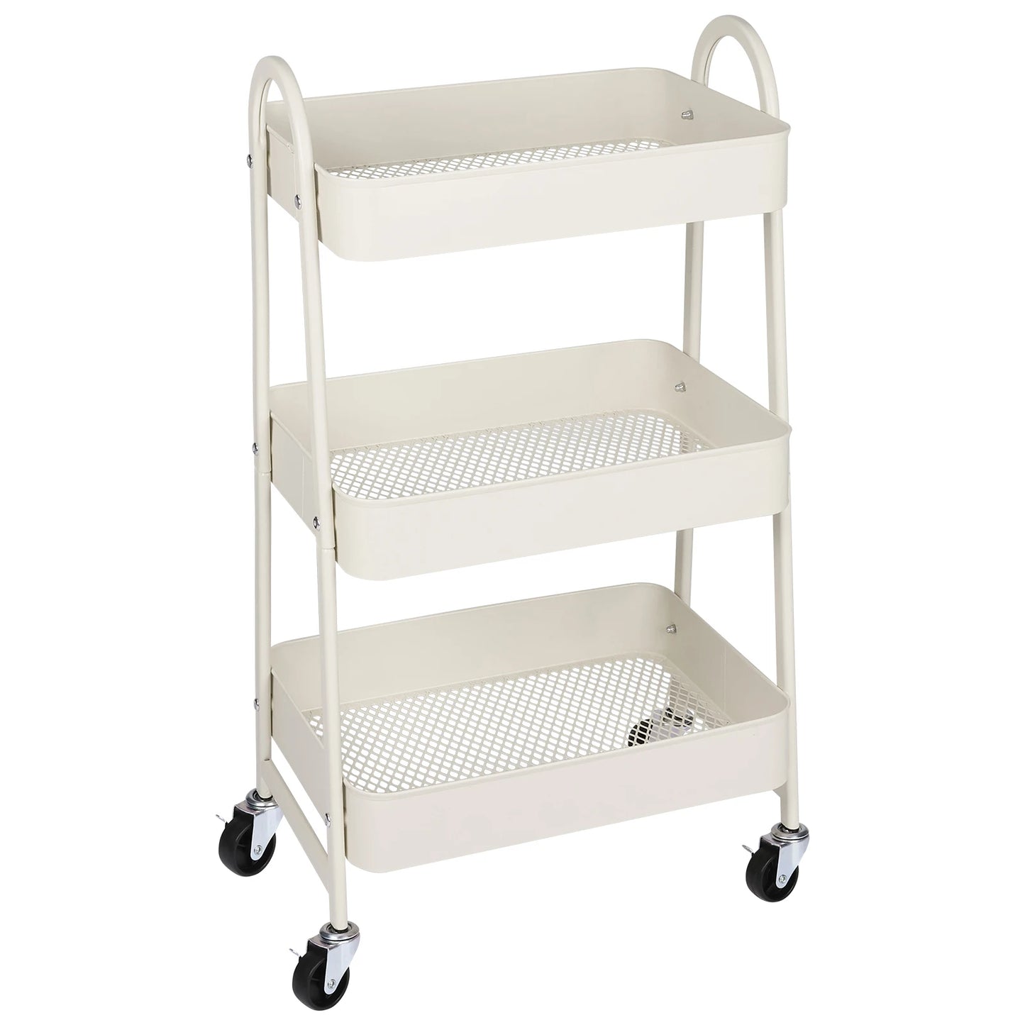3 Tier Metal Storage Kitchen Cart with Lockable Wheels