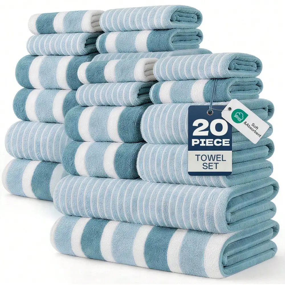 20pcs Soft & Absorbent Towel Set, Lightweight & Skin-Friendly, 280gsm