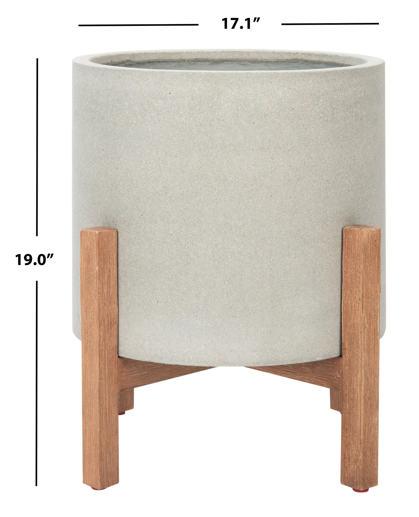 Modern Glam Round Patio Planter w/Stand, Light Grey Finish