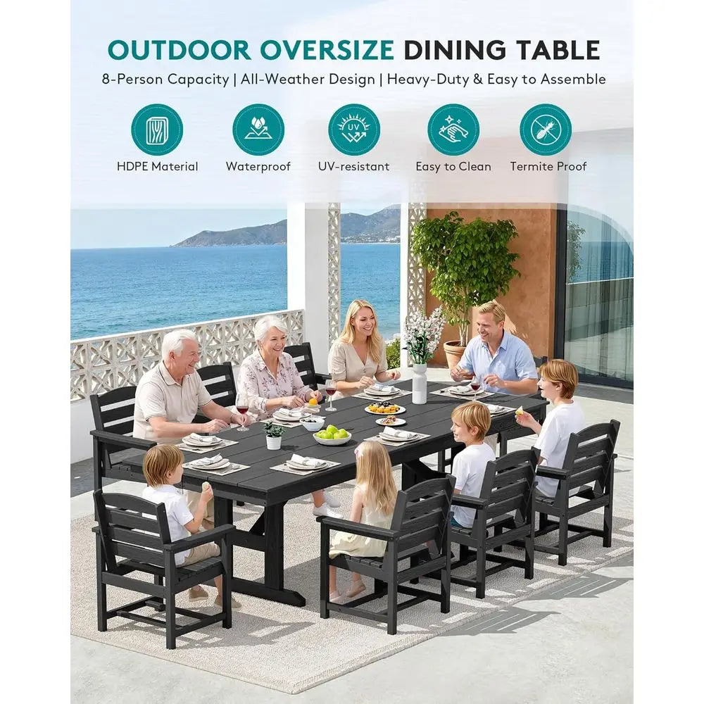 9 Piece Outdoor Dining Set, 84" Table w/8 Chairs