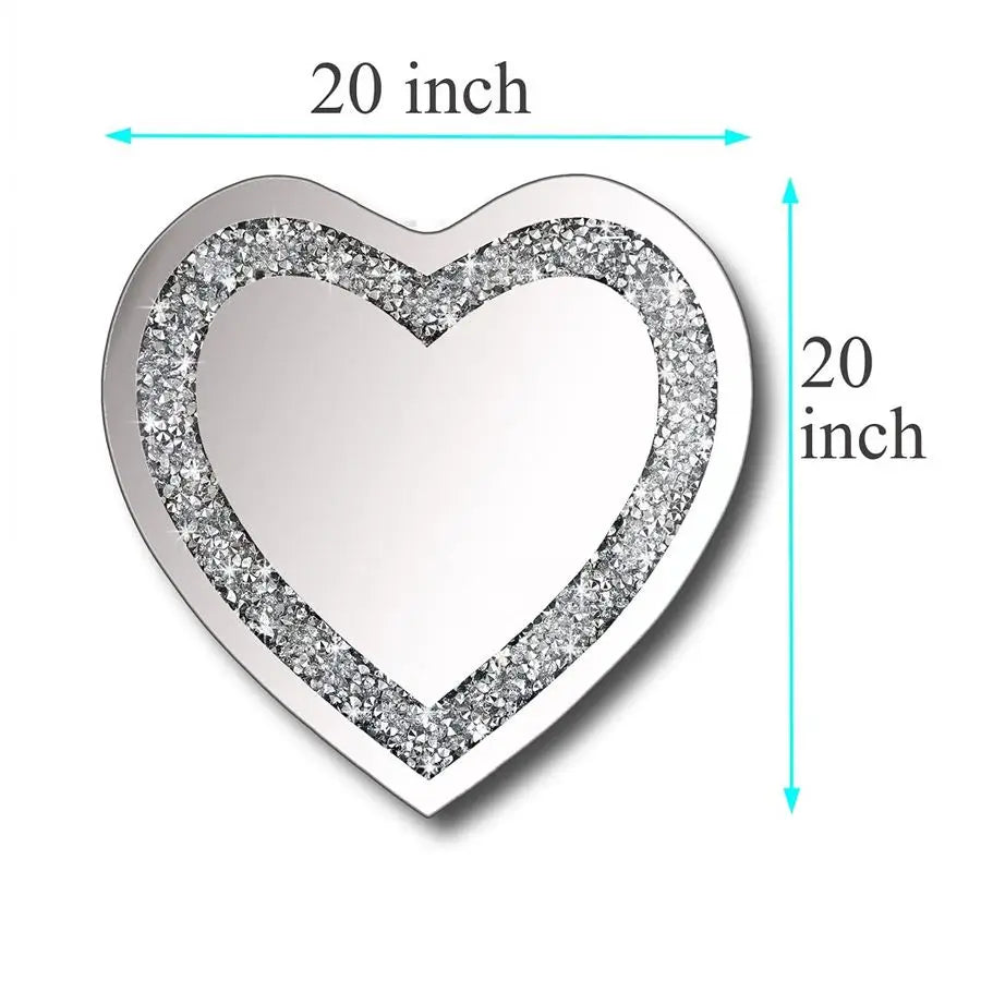 Crystal Crush Diamond Heart Shaped Silver Mirror, 20"x20"x1"