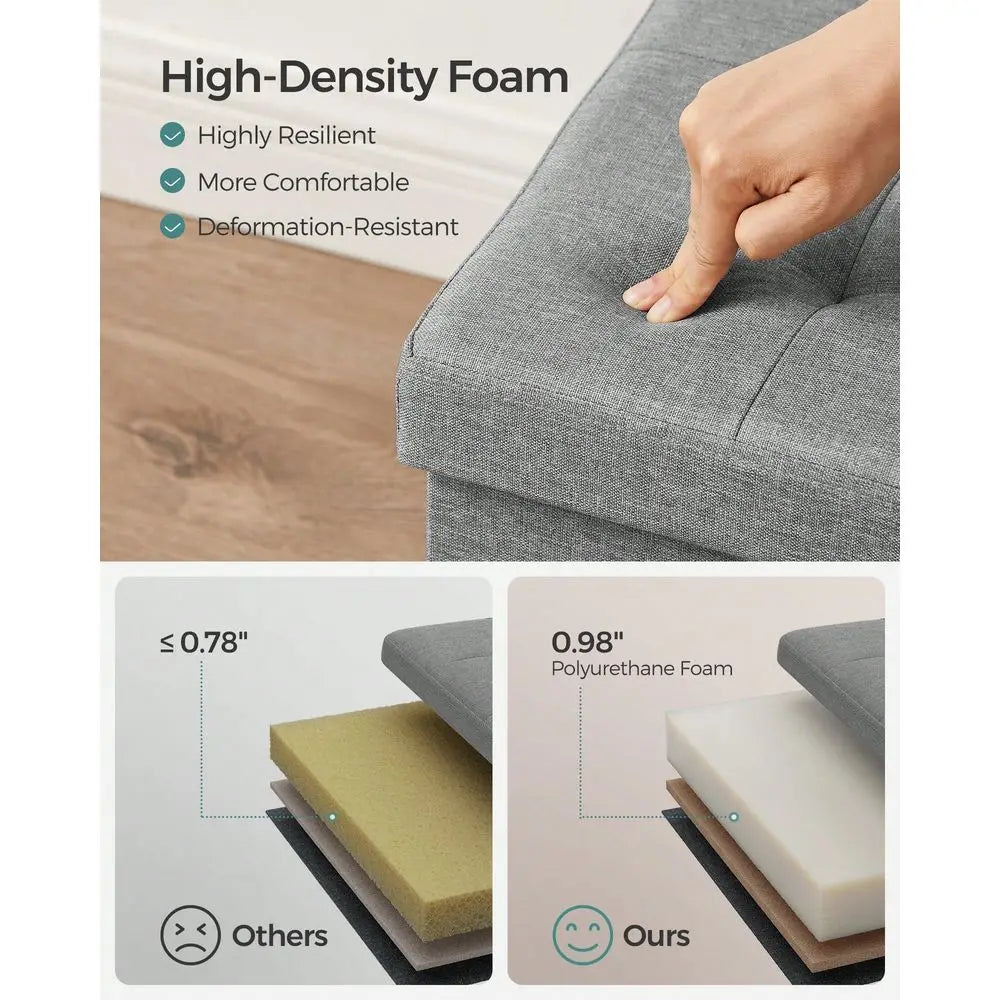 30" Foldable Storage Ottoman Bench w/Flipping Lid, 660lb