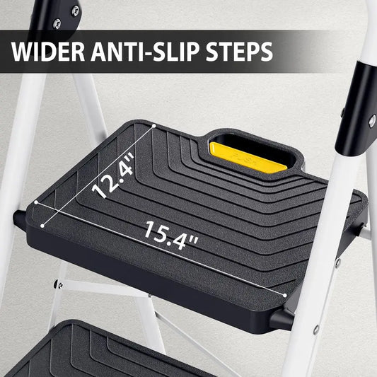 2 Step Sturdy Steel Step Stool, Anti-Slip Pedals,