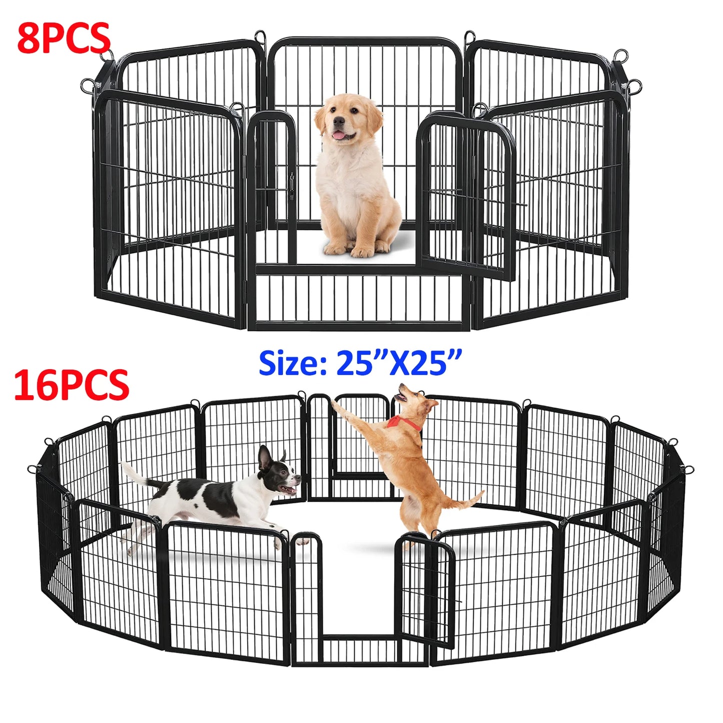 Indoor/Outdoor Foldable Metal Pet Playpen w/Door,