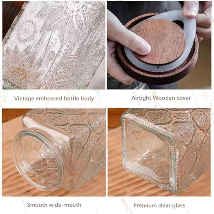 Glass Storage Container with Airtight Lid, Cookies and Multi-Use