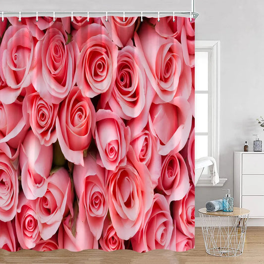 Red Roses Floral Shower Curtain, Romantic Flower