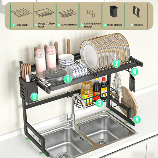 Large Above Sink Dish Drying Rack, Two-Tier