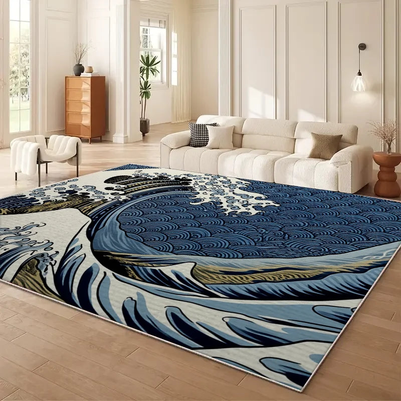 Large Cherry Blossom Wave Area Rug, Carpet, Easy Cleaning