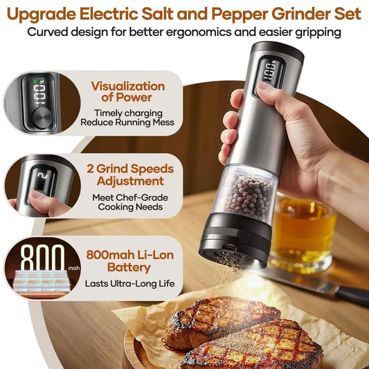Automatic, Ceramic Salt and Pepper Grinder Set