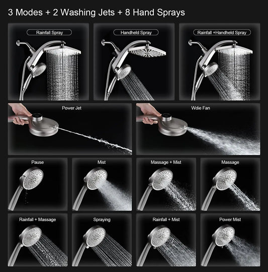 Rain Shower Head, w/Handheld Magnetic Docking Combo