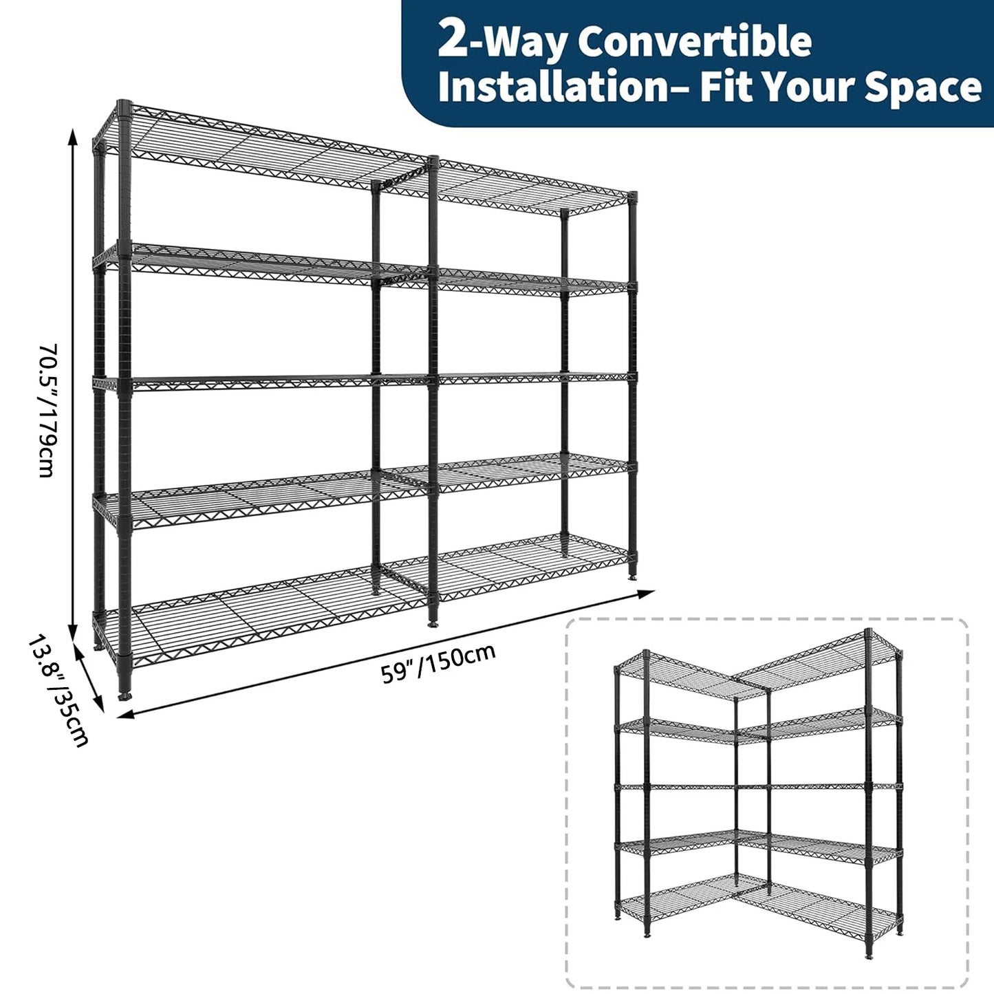 4/5 Tier Heavy Duty Adjustable Metal Pantry Shelving