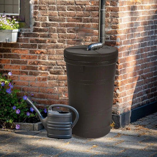 50 Gallon Outdoor Rain Barrel Water Storage, Brass Spigot