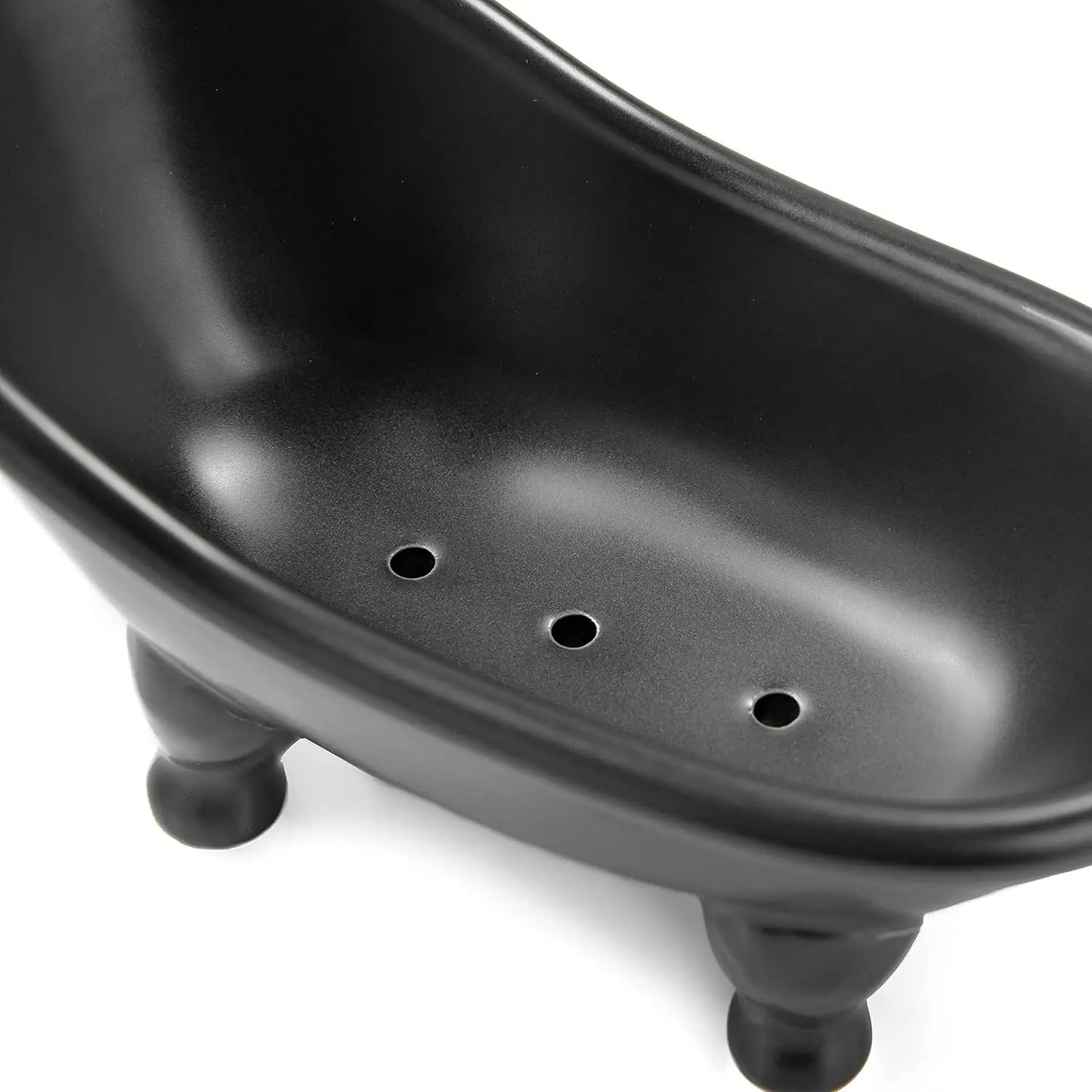 5.6" Black Ceramic Bathtub Soap Dish, Multi-Use