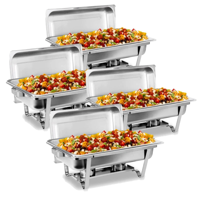 2/4/6pk 8qt Chafing Dish, Stainless Steel, Food Warmer Kit w/Lids