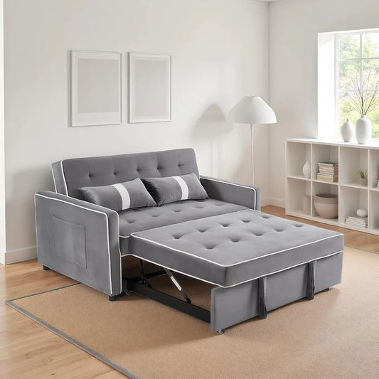 3 in 1 Convertible Loveseat Sleeper Sofa, Adjustable Backrest,