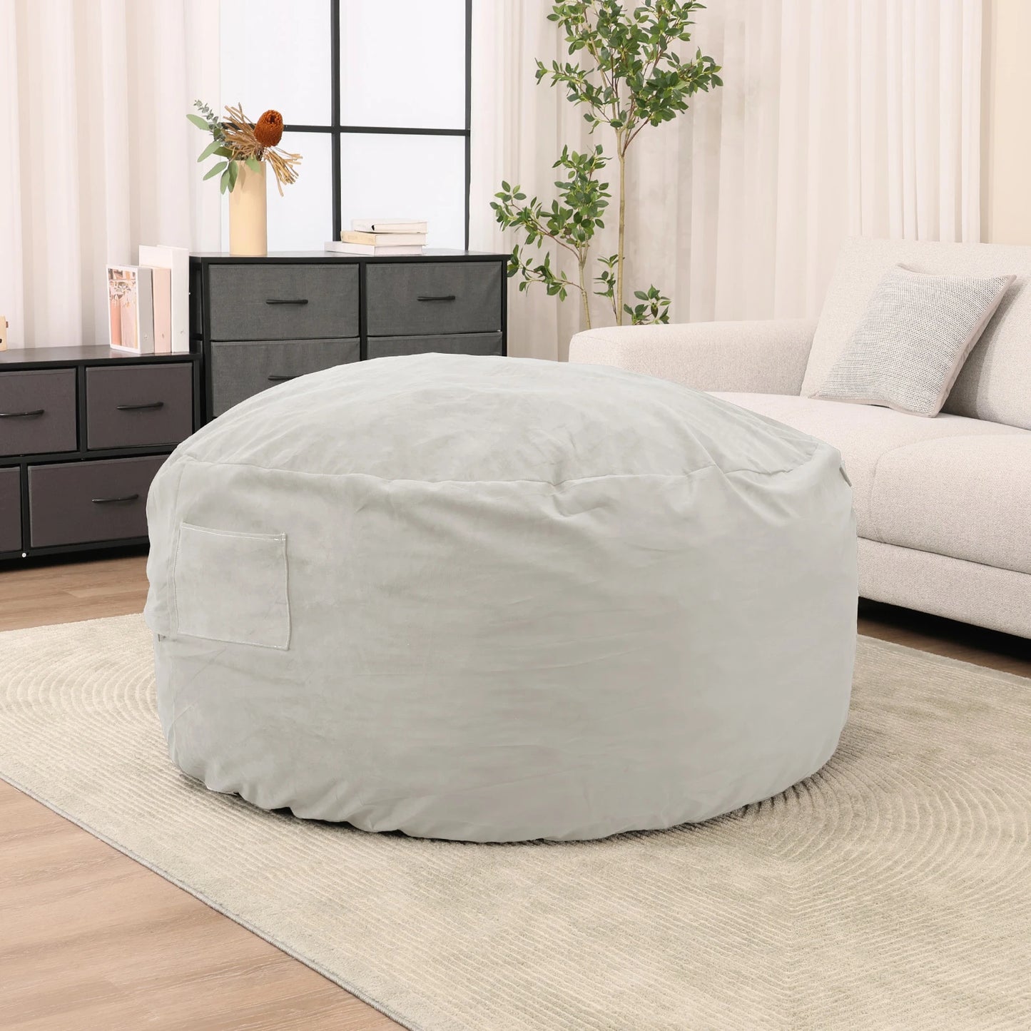 Oversized 3/4FT Bean Bag Chair, Lazy Sofa Foam Filled Couch