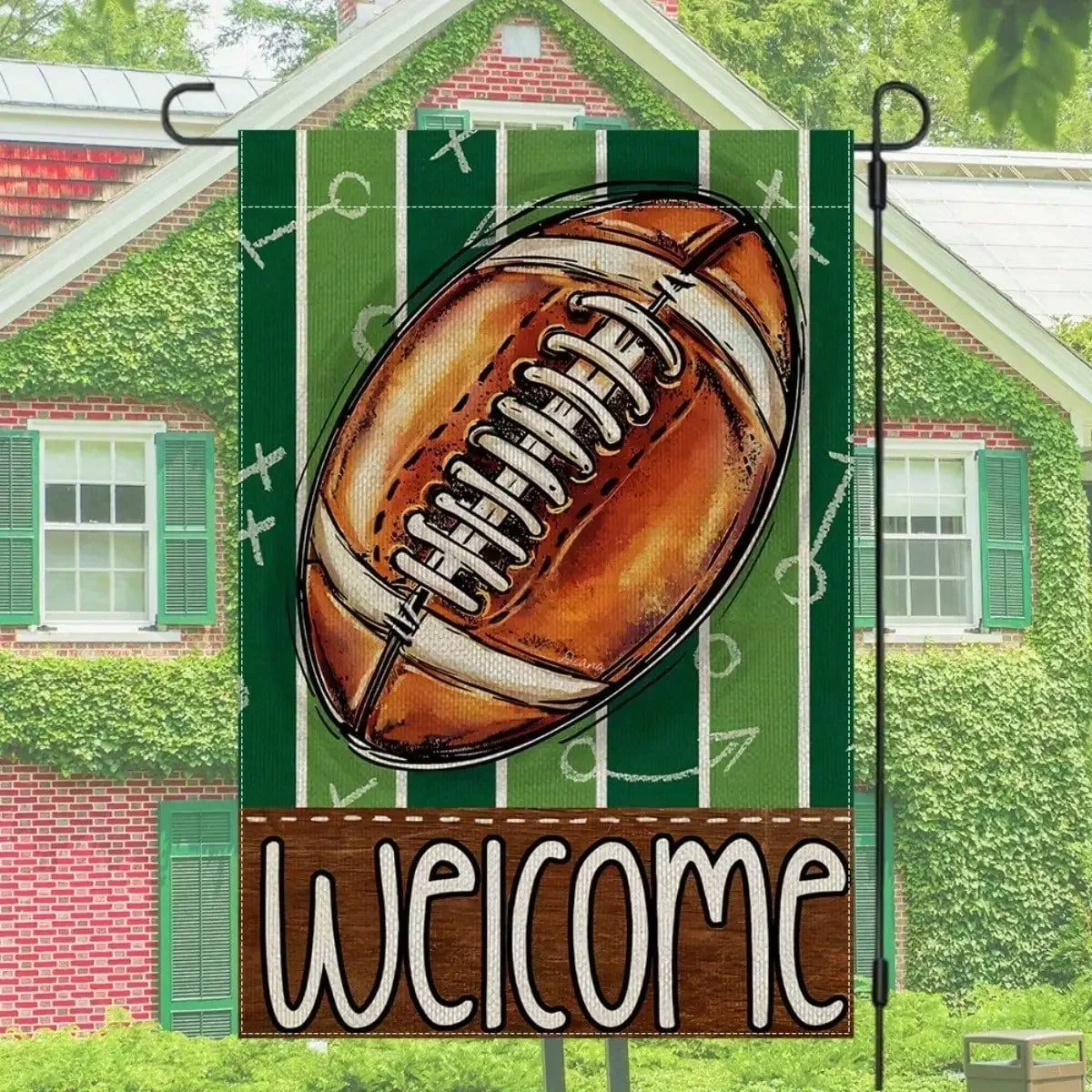 1pc Football Welcome Party Flag Banner - Double-Sided 12"x18" Durable Polyester