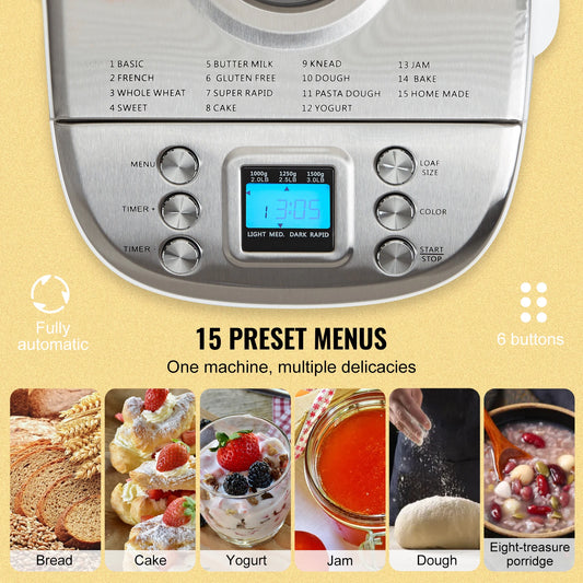 Automatic 2/3lb Bread and Dough Maker, Nonstick Ceramic Pan