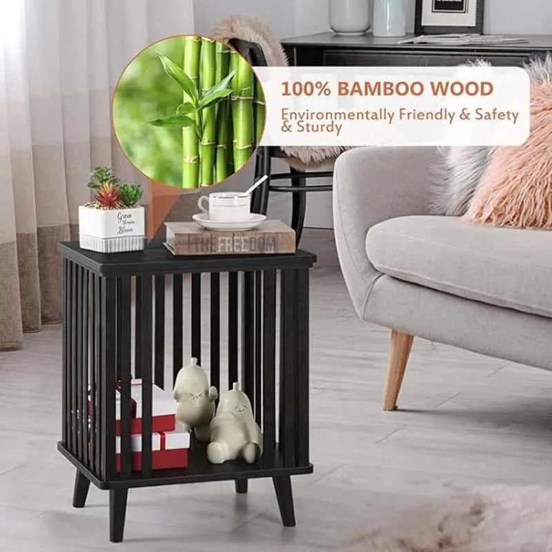 Large Capacity Black Nightstand, 20" Height