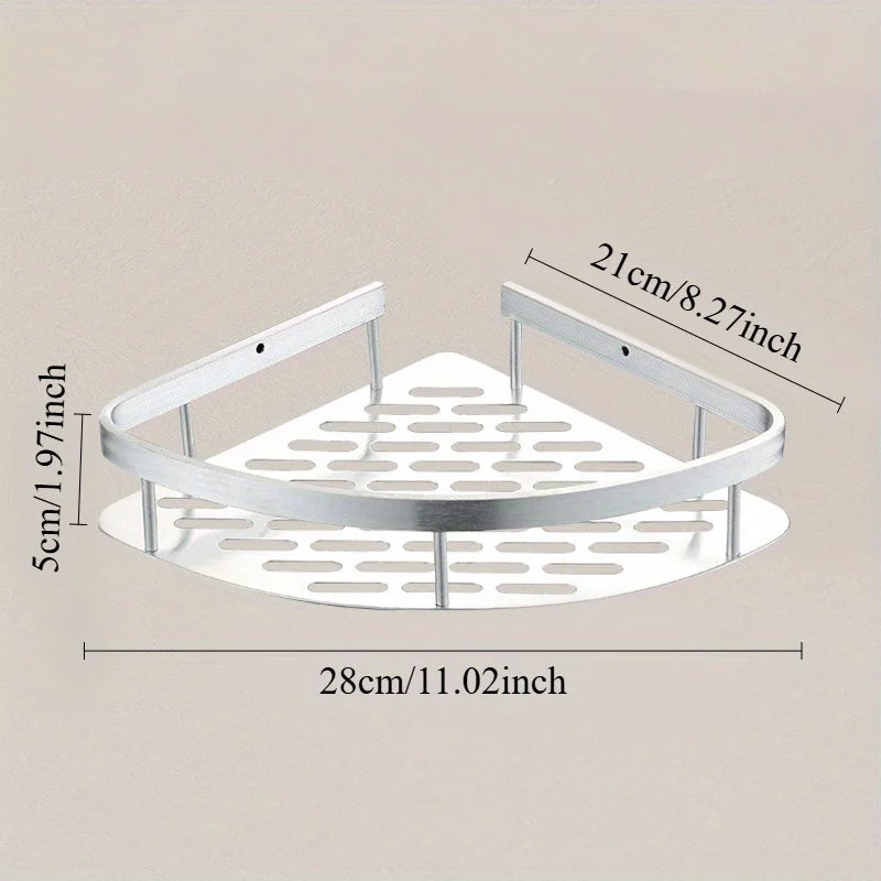 Tension Corner Mounted Shower Caddy, Stainless, No Drill