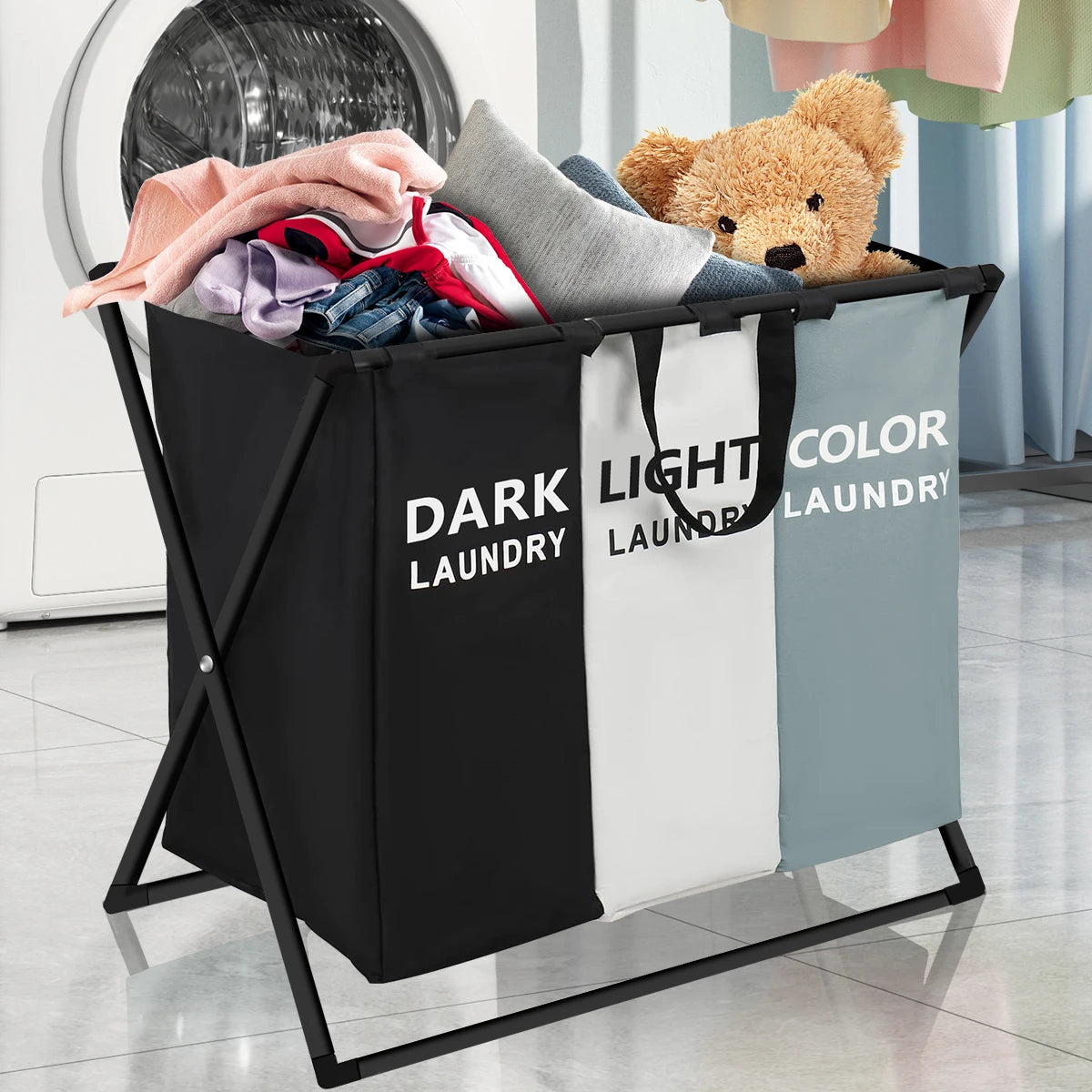 3 Sections, Large Laundry Hamper