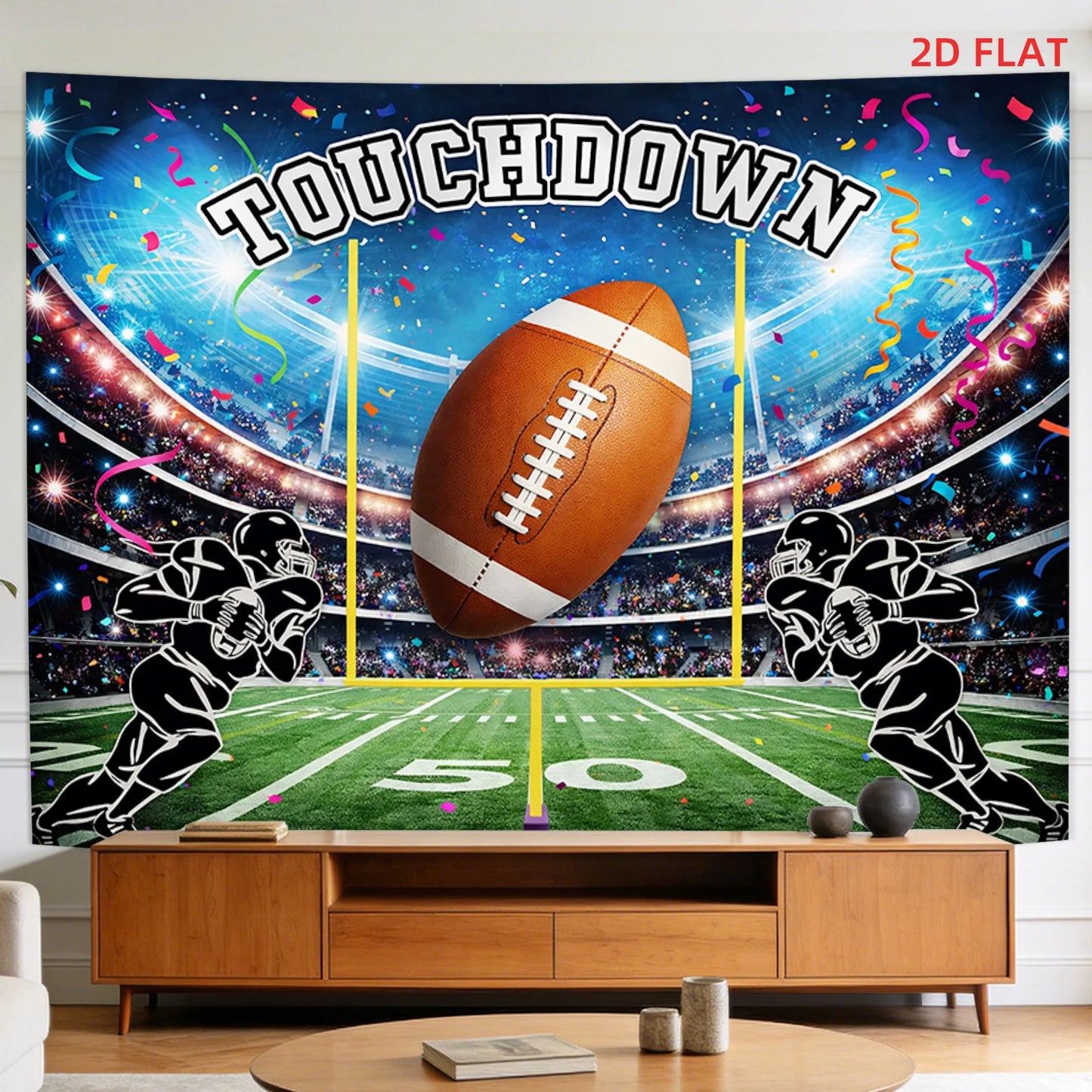 1 Pattern Printed Tapestry- Touchdown, American Football, Stadium, Players, Celebration, Room Wall Decoration, Non-luminous, Suitable for, Living Room, Meditation, Office, Party Decoration