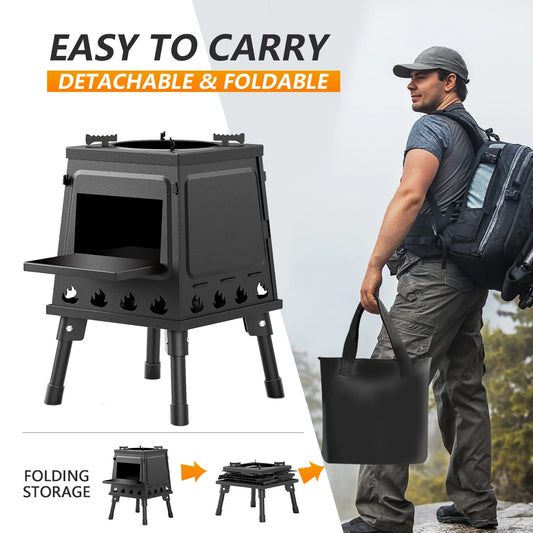 Portable Cast Iron Wood Burning Camp Stove