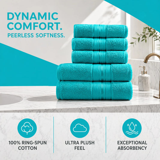 8 Piece Luxury Towel Set, 600 GSM Ring Spun Cotton, Highly Absorbent