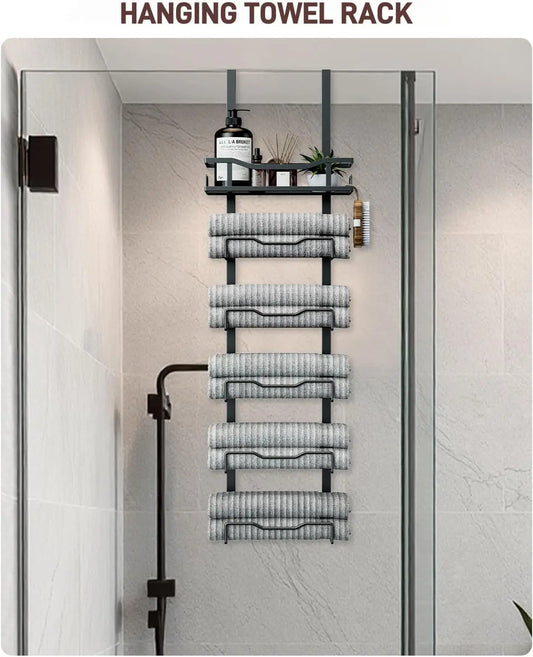 6-Tier Over the Door Bath Towel Storage Organizer, No Drill